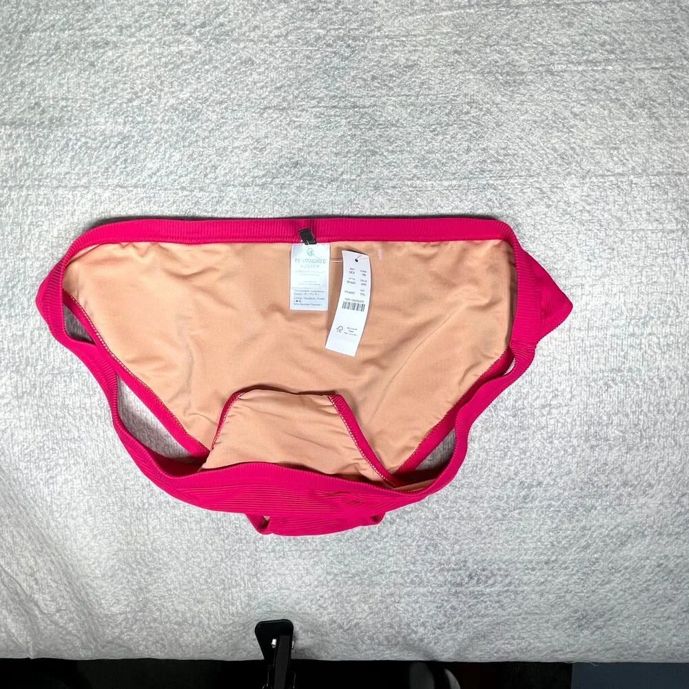 J.Crew Ribbed Bikini Bottoms Bright Pink Ladies Size 2X NEW BH485 WHI - Picture 3 of 8